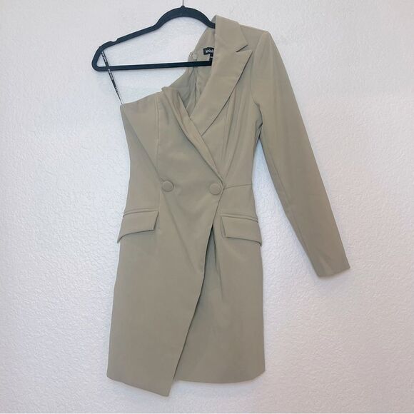 Lavish Alice One Shoulder Blazer Cocktail Mini Dress in Sage Green size 2 (US) - Picture 2 of 16